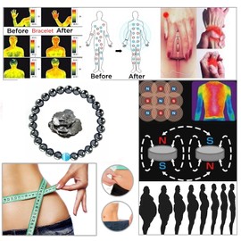 STCORPS7 Magnetic Bracelet Arthritis, Energy Healthy Jewelry, Therapy for Sleep, Crystal Bracelets Bring Luck, Prosperity and Happiness (3Pcs Hematite+Blue)