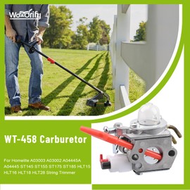 SYSKANT WT-458 Carburetor for Homelite A03003 A03002 A04445A A04445 ST145 ST155 ST175 ST185 ST275 ST285 ST385 ST485 SX135 GST18 HBC18 HBC28 HBC30 HLT15 HLT16 HLT18 HLT28 String Trimmer