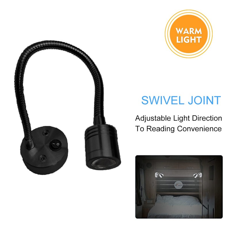 Riloer 12V LED Gooseneck Reading Light Reading Light for Motorhome