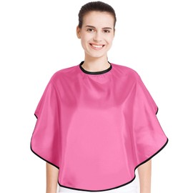 Geyoga Short Makeup Cape for Women Men Mini Makeup Bib Haircut Cape for Makeup Artist Shampoo Beauty Salon Artist Styling, Pink, Medium