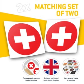 Square Stickers (Set of 2) 7.5cm - Switzerland Flag Map Swiss Fun Decals for Laptops,Tablets,Luggage,Scrap Booking,Fridges, #9063