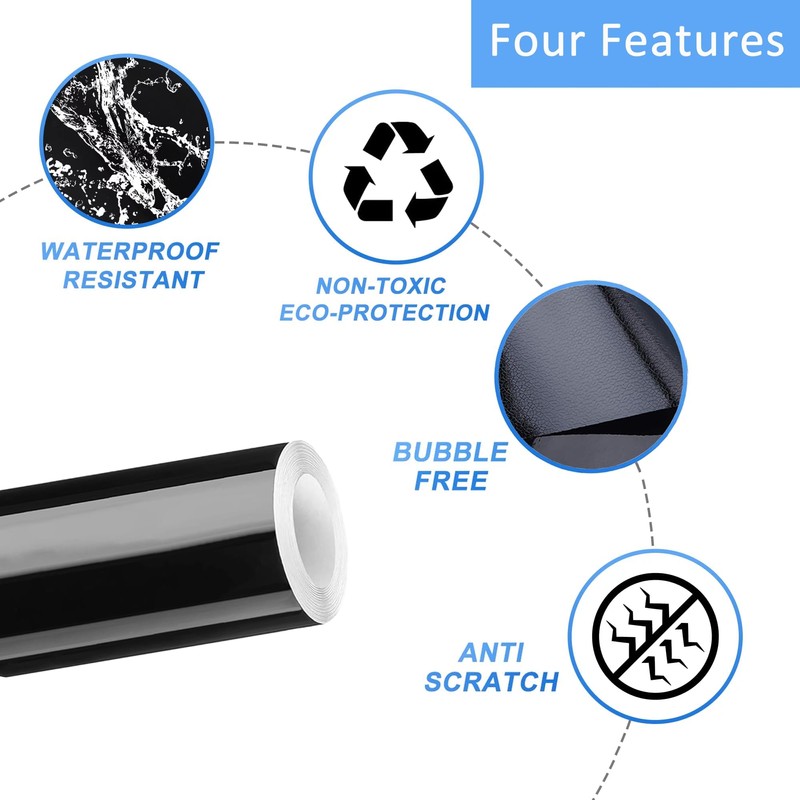 Lypumso Gloss Black Vinyl Wrap for Chrome Delete, 6 Inch