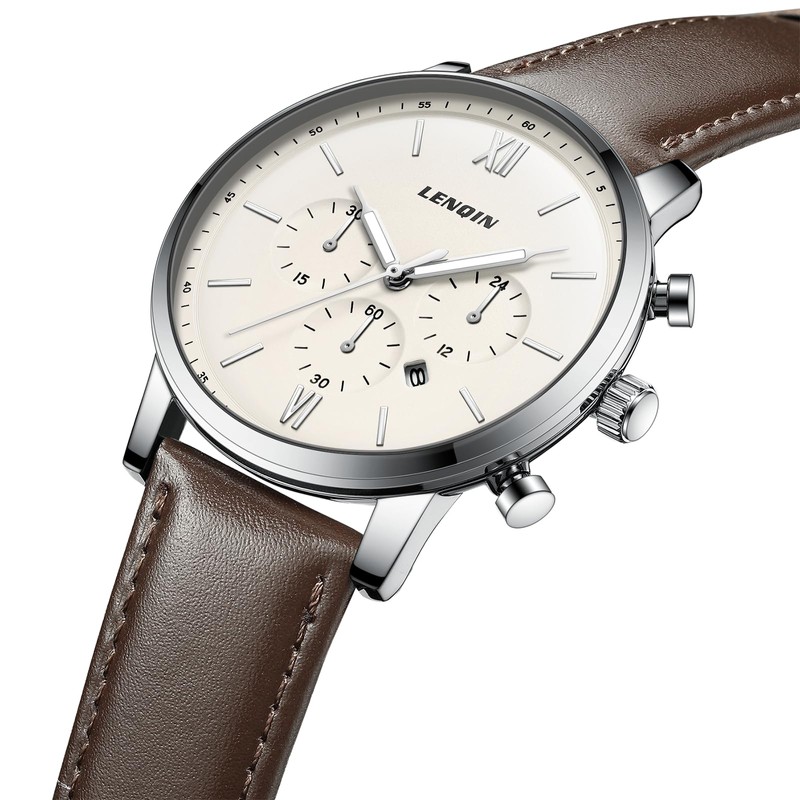 LN LENQIN Mens Watches Leather Strap Watches for Men Analog