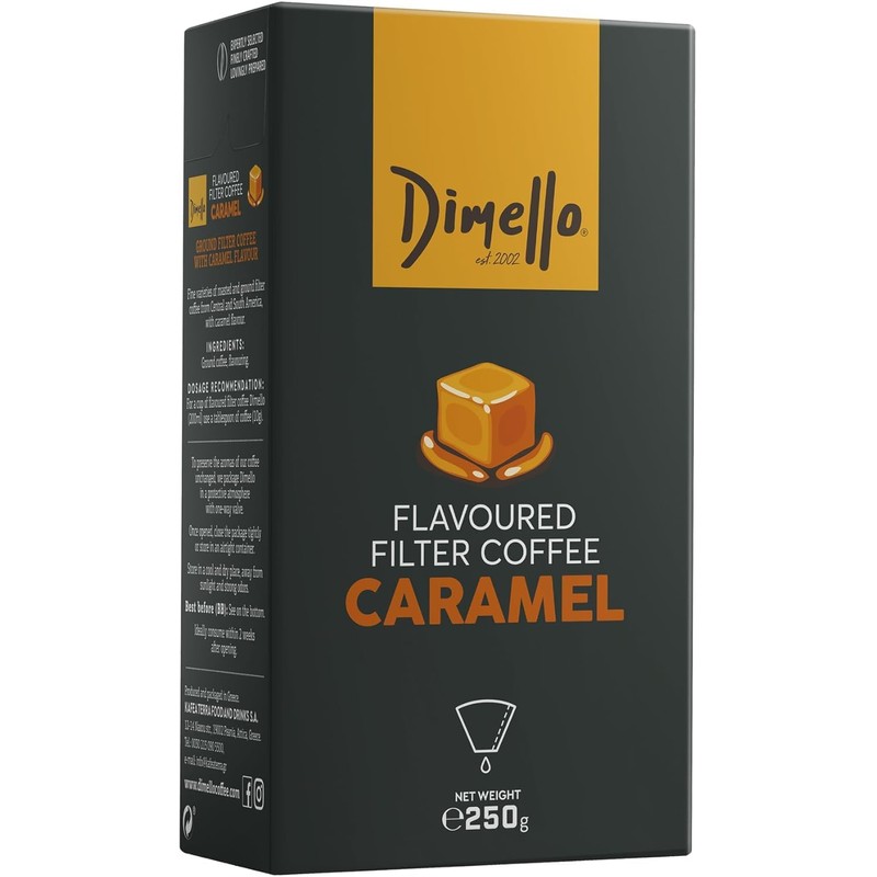 Dimello Caramel Flavoured Filter Coffee, Ground Coffee 500g (250g x