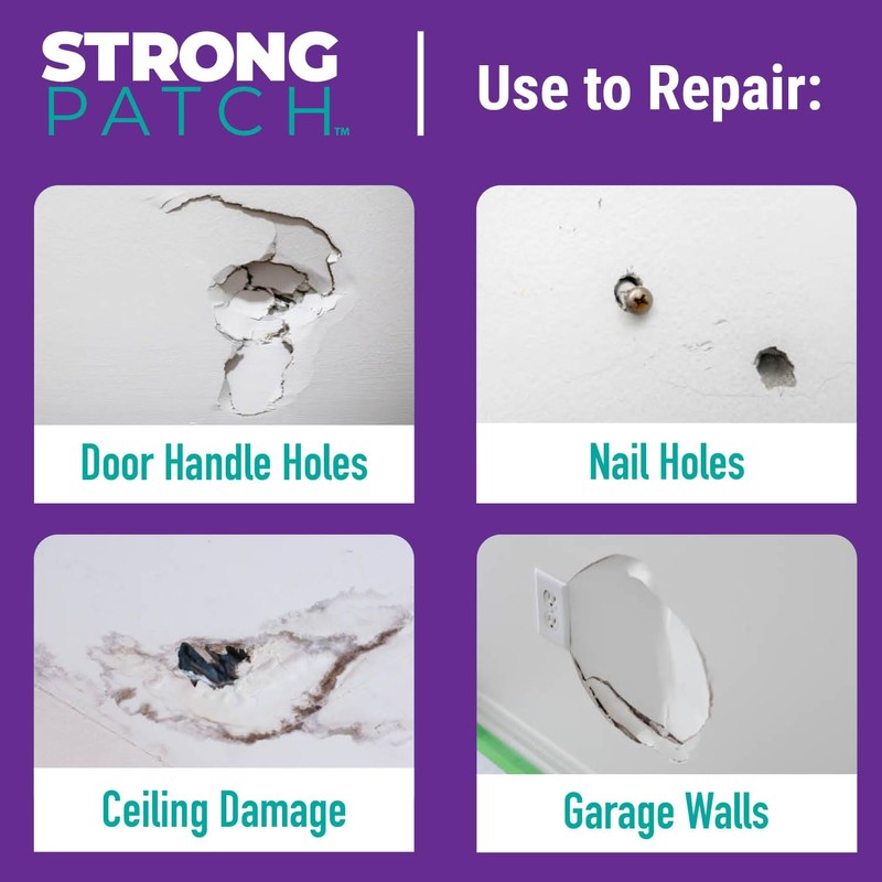 StrongPatch Drywall Repair Kit with Spackling, Adhesive Metal Patch, Spackling