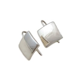 Square 925 Sterling Silver Curved Drop Earrings
