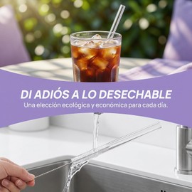 6 Popotes Reutilizables para Vaso con 2 Cepillos Limpiadores, Pajitas de Plástico de Grado Alimenticio sin BPA, Largo 31cm, Compatibles con Vasos de 40 oz