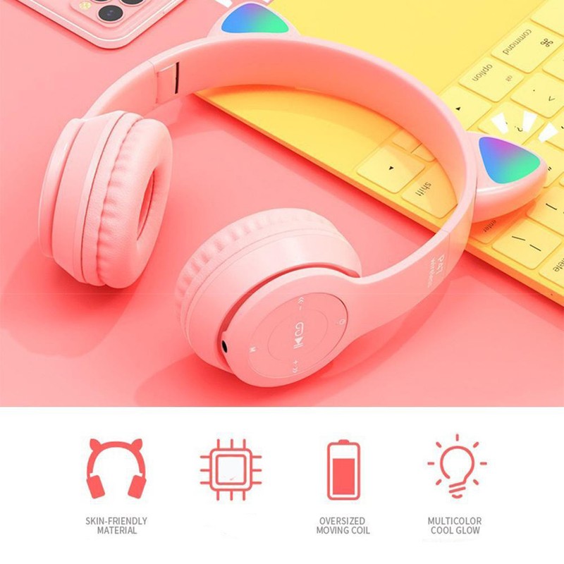 Cute Cat Ear Wireless Headphone Multi Color Bluetooth Head Mounted