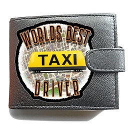 Worlds Best Taxi Driver Anti RFID Theft Wallet Black Soft Leather Large Coin Pocket