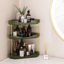 【Mother's Day Gift Ideas】Lifewit Bathroom Counter Organizer Corner with Perfume Tray, Cosmetic Shelf, and Storage for Bedroom, Dresser, and Kitchen:_Clear_3-Tier