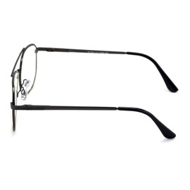 Metal Aviator Clear Len Glasses - Big Lens Spring Hinge Square Fashion Gold Gunmetal (Gunmetal)