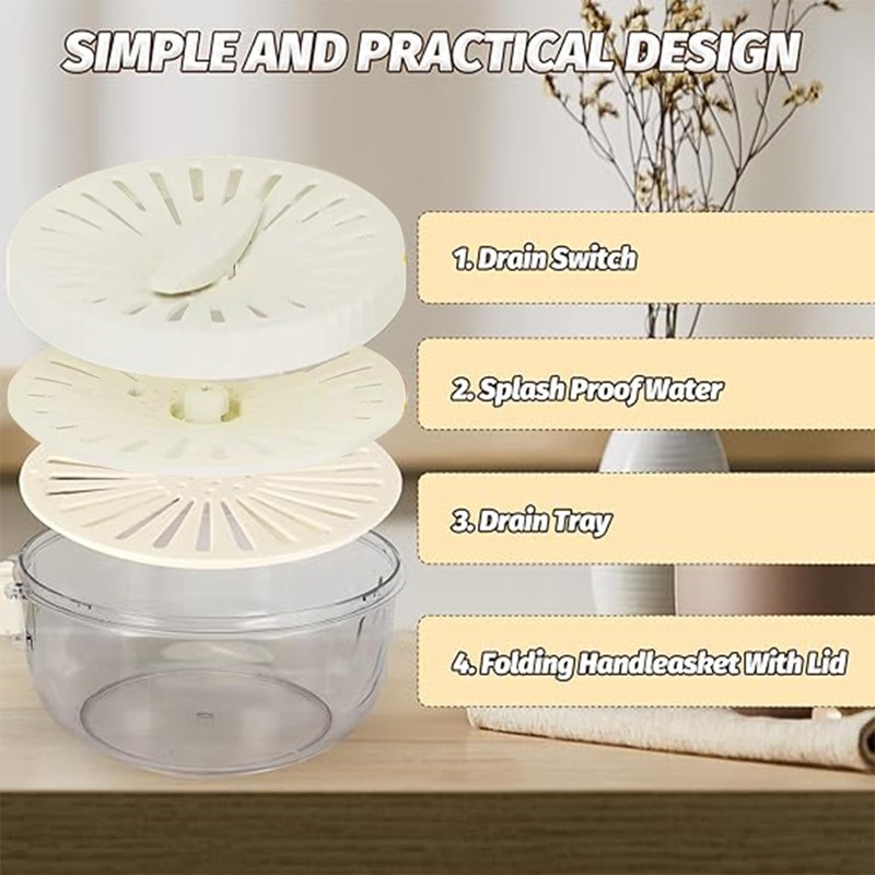 Multifunctional Fruit and Vegetable Washing Bowl, 2 Pieces Fruit Drain