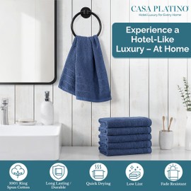 Casa Platino Hand Towels for Bathroom - 6 Pack (16"x28") - 100% Cotton Hand & Face Towels - Durable, Lightweight & Quick Dry - Affordable Bathroom Hand Towel, Everyday Essential for Dorm Rooms - Navy