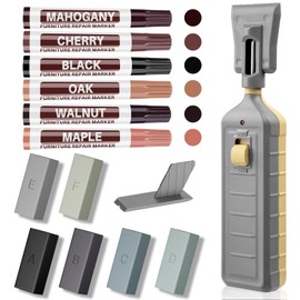 PUYD Laminate Floor Repair Kit, 6 Color Hardwood Vinyl Repair Kit with Heat Pen Linoleum Hard Wax Wood Furniture Touch Up Marker for Fixing Scratches, Holes, and Stains on Wooden Floors and Furniture