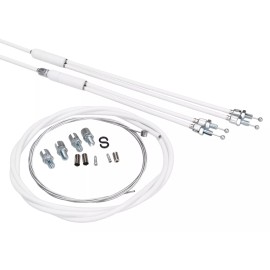 Porkchop BMX Upper & lower gyro cables w/ front cable for old school BMX - WHITE