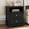 XIAO WEI Black Tall Nightstand with Hidden Drawer, 2 Drawers