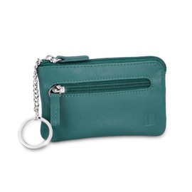 LEDEROW Leather Key Case [2 Separate Compartments] Zip for Men and Women - Real Leather Key Case Large - Key Bag for All Keys, turquoise