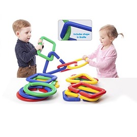 Educational Advantage Kids Giant Polydron Linking Shapes Set in Multicolored - Children Creative Interlocking Fun Game 2+ Years - 16 Pieces