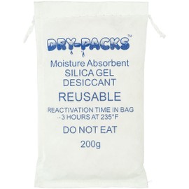 200 Gram Reusable Reactivatable Cotton Bag Silica Gel Desiccant - Perfect for Drawers Safes Storage Up To 15 Cubic Ft, DP200BAG 1 Pack