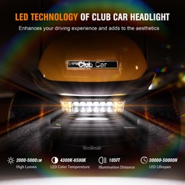 GODCTSUP Club Car LED Headlight Bar, 12V Golf Cart LED Headlight Bar for Club Car Precedent 2004-Up Electric Cart Models, Replace Precedent Front Head Light Bar OEM# 102524801, 1025248-01