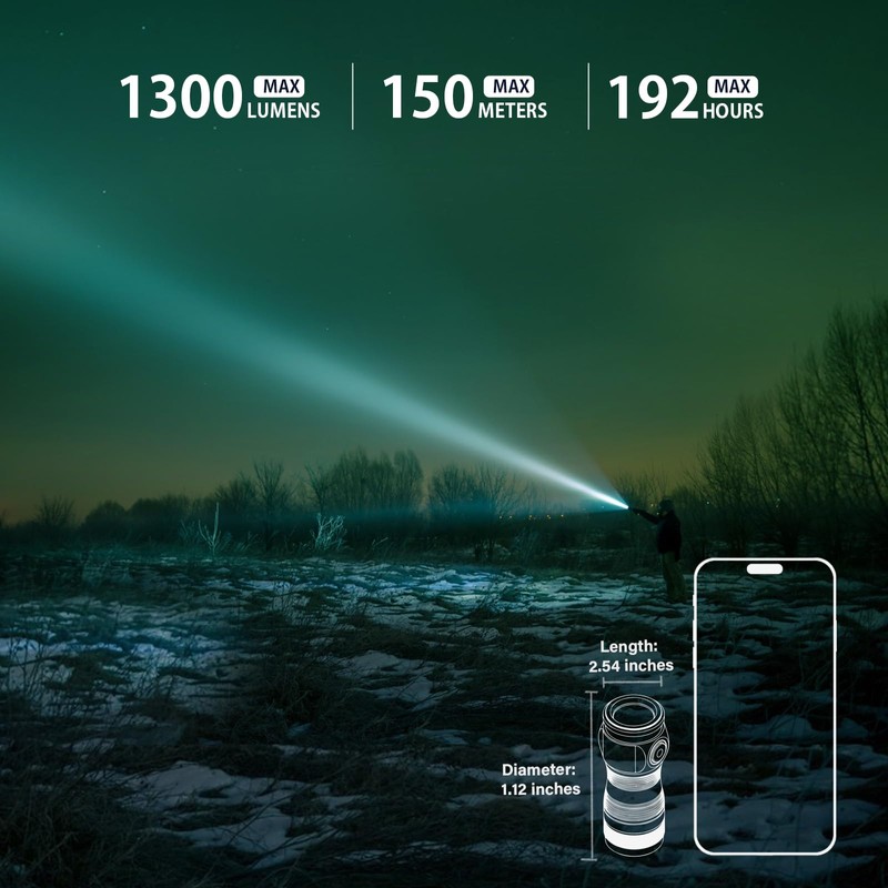 sofirn SC13A Rechargeable Mini Flashlight, Bright Flashlight 1300 Lumens, Andruril