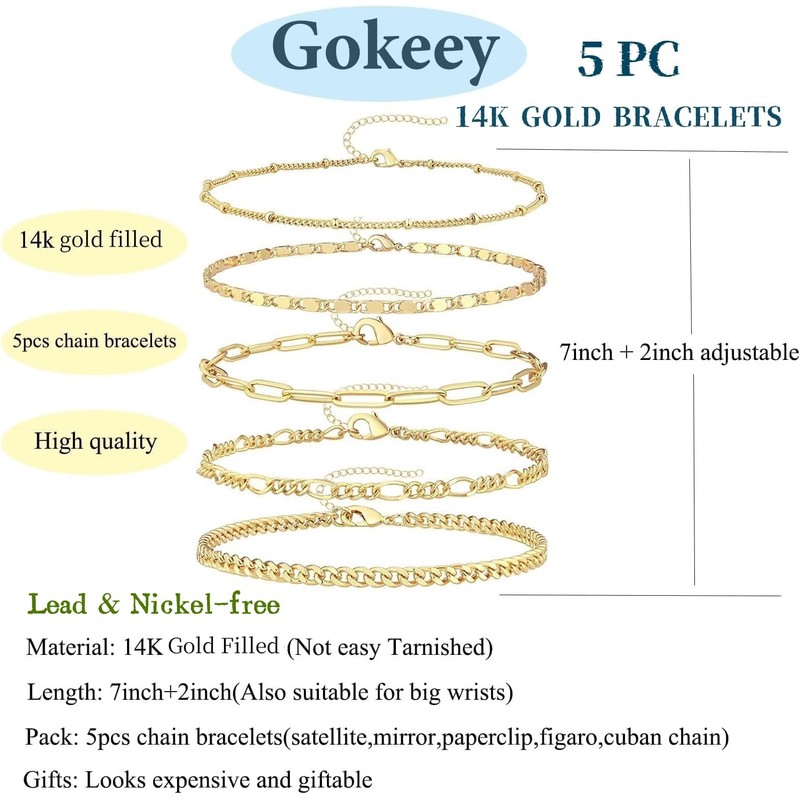 Gokeey Gold Bracelets for Women Trendy 14K Gold Plated Jewelry