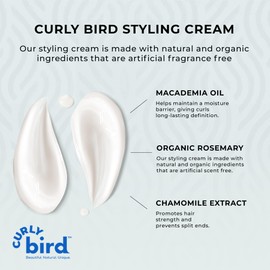 Curly Bird | Curl Defining Styling Cream | Fragrance Free | Family Friendly for Kids & Adults | Natural and Organic Ingredients | Medium Hold Without the Crunch