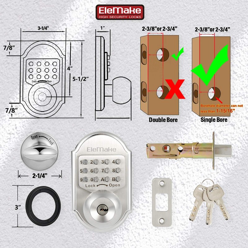MegaFlint Keyless Entry Keypad Deadbolt Door Lock 304 Stainless Steel