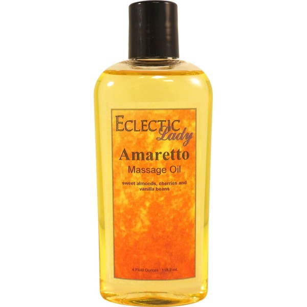 Amaretto Massage Oil, 4 oz, with Sweet Almond Oil and Jojoba Oil, Preservative Free, Perfect for Aromatherapy and Relaxation