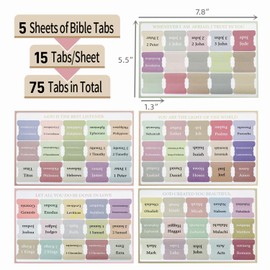 Bible Tabs for Christian Gift,Bible Index Tabs for Women Men,75Pcs Easy Navigation Laminated Study Bible Book Labels Tabs,Easy to Read and Apply Bible Journaling Tabs,Boho Cappuccino Theme (MoLandii)
