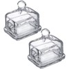 Dicunoy 2 Pack Glass Butter Dishes with Lids, Mini Butter
