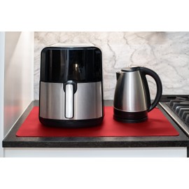 GASARÉ, Set of 2, Extra Large, Thick, Silicone Mats for Kitchen Counter, Heat Resistant Mats, Countertop Protector, Non-Slip, Easy to Clean, 25 x 17 Inches x 1.4mm, Red