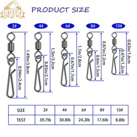 Fishing Rolling Swivel with Fast Clips,Rolling Connector Fishing Swivel Snaps Stainless Steel Quick Change High Speed Clips Snap Barrel Fishing Line Connector Trout Accessories (10#-8.8lb-100pcs)