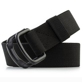 TENINE Elastic Belts, Tactical Nylon Canvas Belt Military Heavy Duty Sports Belts with Double D-Ring Buckle 1.5 Inch Webbing