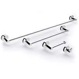 TITANTON 1501 - Bathroom Hardware Set - Towel Bar Kit - Toilet Paper Holder - Robe Hook - Wall Mounted - Material Brass in Polished Chrome Finish