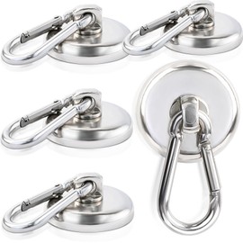 MIN CI Strong Magnetic Hooks, 66lbs（30kg） Neodymium Magnets Hooks Heavy Duty 32mm, Magnetic Hooks for Cruise Cabins, Extra Strong Magnets Rare Earth Magnets Magnetic Holder 5Pack