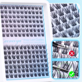 Geeneiya Short Lash Clusters Wispy C Curl Eyelash Clusters 10-12MM Individual Eyelashes Natural Cluster Eyelash Extensions Natural Looking Cluster Lashes by Geeneiya154PCS, C Curl, 10-12mm)
