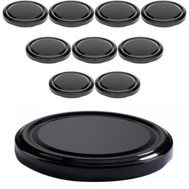 mikken Twist-Off Replacement Lids for Jam Jars 82/8.5 cm Pack of 10 Black