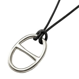 Cream Dot Necklace, Long Necklace, Women's, Scarf Ring, 2-Way Removal, Large, Leather Cord, Oval, Metal, Glossy, PU Leather, Gold, Silver