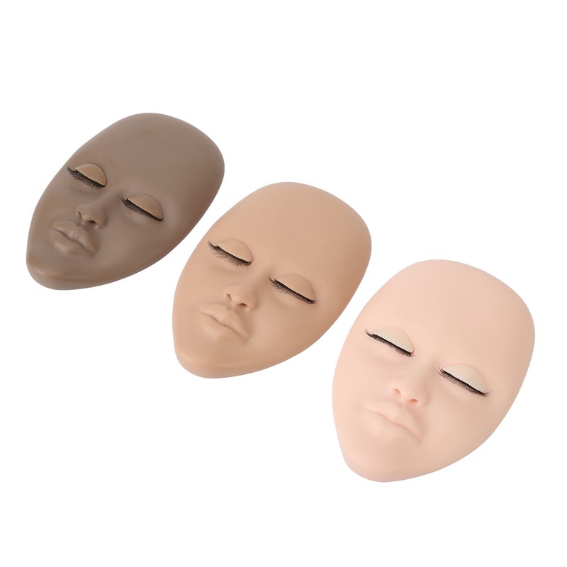 3pcs Lash Mannequin Head Double Layers Realistic Training 3D Rubber