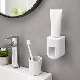 Wall Mounted Toothpaste Dispenser for Bathroom Use – Waterproof Plastic Auto-Squeeze Design for Easy Daily Brushing