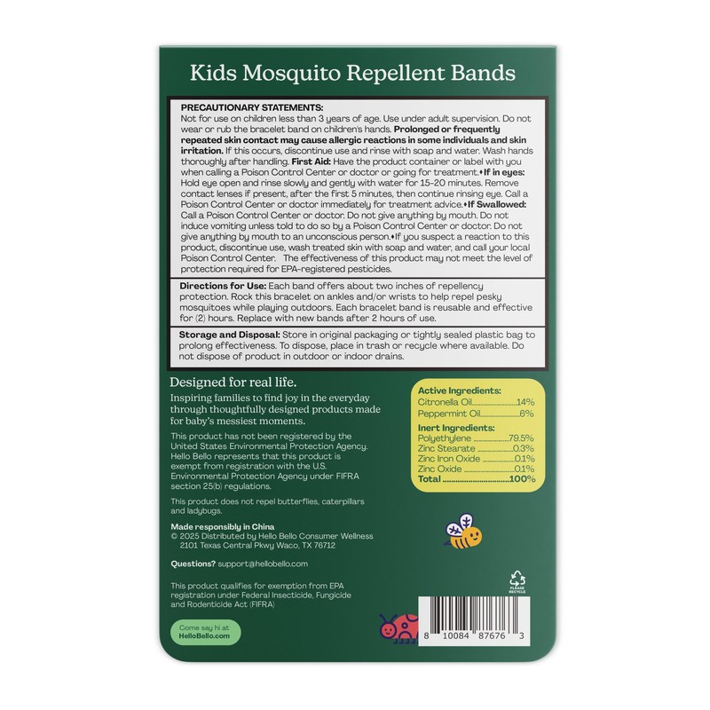 Hello Bello Kids Mosquito Repellent Bracelets, Made with Natural Citronella