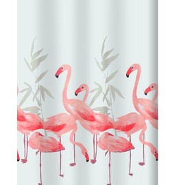 Spirella Anti-Mould Flamingo Shower Curtain Anti-Bacterial, Washable, Waterproof Polyester 180 x 200 cm
