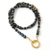 COLANCOLAN FORCE 5 Polyhedral Cube Necklace, Dark Blue Tiger Eye,