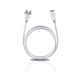 Oehlbach Powercord C13 Power Cord with Two-Pin Plug and IEC Power Connector 1.5 m White