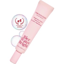 The Face Shop Rice Water Bright - Crema Coreana para Contorno de Ojos Vegana de Agua de Arroz Anti-Ojeras Oscuras y Líneas Finas K-Beauty Iluminadora y Despigmentante Hidratación Profunda y Rápida Absorción