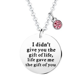 Ghloyza Bonus Daughter Necklace Gifts Daughter In Law Necklaces I Didn't Give You The Gift of Life Birthday Christmas Gifts for Step Daughter