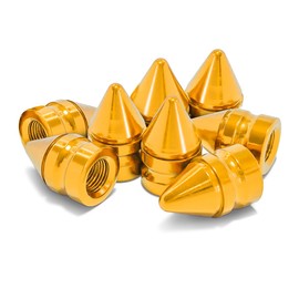 CGEAMDY Car Valve Caps, Tyre Valve Caps, Aluminium Valve Caps with Rubber Ring Seal, for Car Tyres, SUV, Motorcycle, Truck, Bicycle, Against Pollution (Gold)