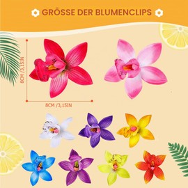 HIFOT Pack of 9 Hawaii Colourful Hair Clips, Flower Hair Clips, Girls, Orchid Hair Clips, Children's Hair Accessories for Women, Party, Hair Styling, Wedding