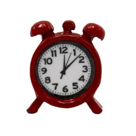 Melody Jane Dolls House Red Alarm Clock Miniature Retro Bedroom Accessory 1:12 Scale